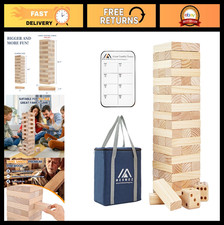 Giant Tumble Tower Game - 57 Wooden Blocks - 4.2FT Stacking Fun for Family & Kid