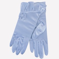 White Bridal Satin Evening Wedding Gloves With Bow Detail, Ladies Wrist One Size