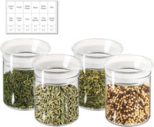 10oz Glass Jars with Airtight Lid, 4 Pack Glass Kitchen Canisters Set for Spice,