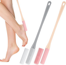 2 Pack Toe Cleaning Brush, 15.7" Shower Foot Scrubber, Long Handle Silicone Bris