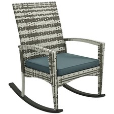 Outsunny Garden Rattan Rocking Chair, Bistro Recliner Rocker Furniture Seater