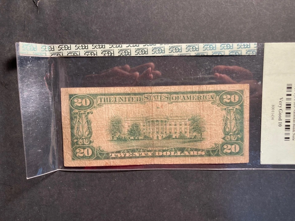 ONE 1929 US BANK NOTE - $20. LOS ANGELES - PCGS VG 10 - Image 3 of 4
