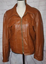 RICHMAN BROTHERS VINTAGE Mens Brown Leather Jacket Size 42