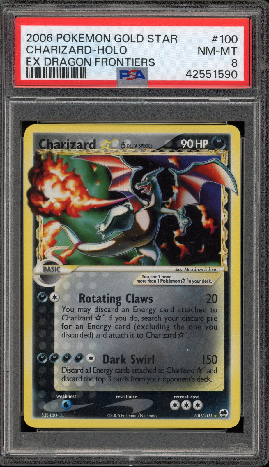 Pokemon Charizard Gold Star EX Dragon Frontiers Holo Ultra Rare #100 PSA 8
