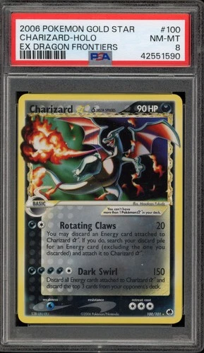 Pokemon Charizard Gold Star EX Dragon Frontiers Holo Ultra Rare #100 PSA 8