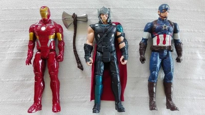 lot MARVEL TITANS PARLANTS THOR CAPTAIN AMERICA IRON MAN 30 cm AVENGERS Hasbro - Photo 1/2