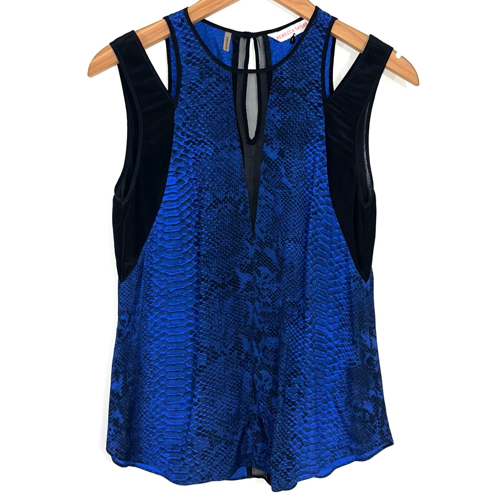 Rebecca Taylor Python Silk Combo Cobalt Blue Spli… - image 1
