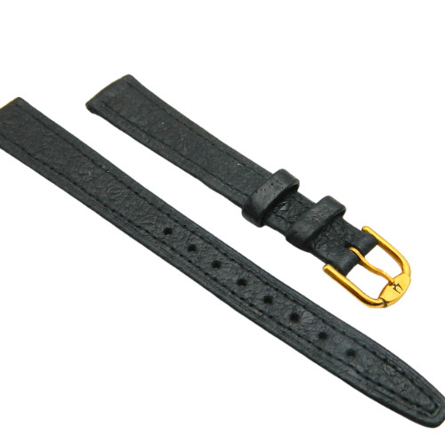 Bracelet Bulova 13mm en cuir noir avec boucle ardillon argentée