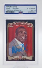 Magic Johnson Signed 2012 Goodwin Champions Card #5 NBA HOF Slabbed AUTO PSA