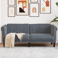 2-Sitzer Sofa Samt Dunkelgrau Couch PolstermöBel Wohnzimmer