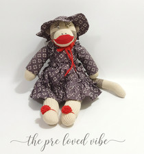 Vintage Dressed Sock Monkey Stuffed Animal 14'' Plush