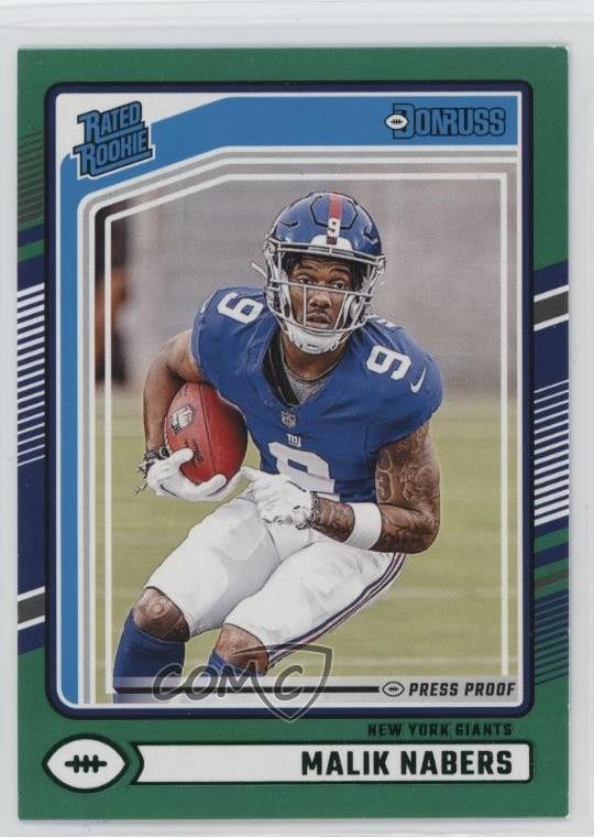 2024 Panini Donruss Rated Green Press Proof Malik Nabers #383 Rookie RC 16hs