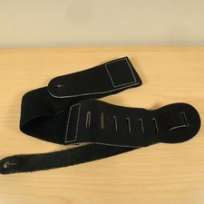Vintage 90s Bass Guitar Nylon Guitar Strap Black w/ Leather tabs