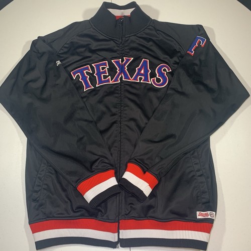 Stitches Texas Rangers MLB schwarz Herren Full Zip Jacke gesticktes Logo Größe XL