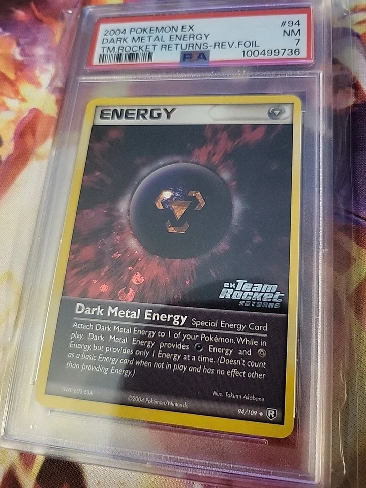 2004 POKEMON EX TEAM ROCKET RETURNS 94 DARK METAL ENERGY-REVERSE FOIL PSA 7 NM - Image 2 of 3