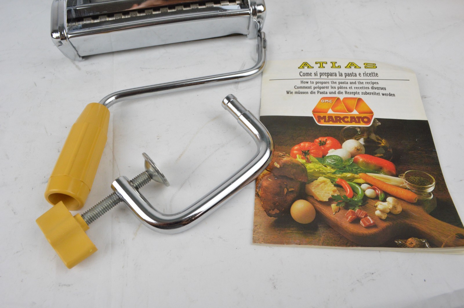 Marcato Atlas 150 Pasta Maker Machine Manual Hand Crank Clamp Made in Italy