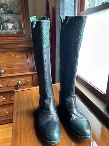 Alberto Fasciani Leather Riding Boots Women's size 40 (US 10) Green/Black Italy - Picture 10 of 23