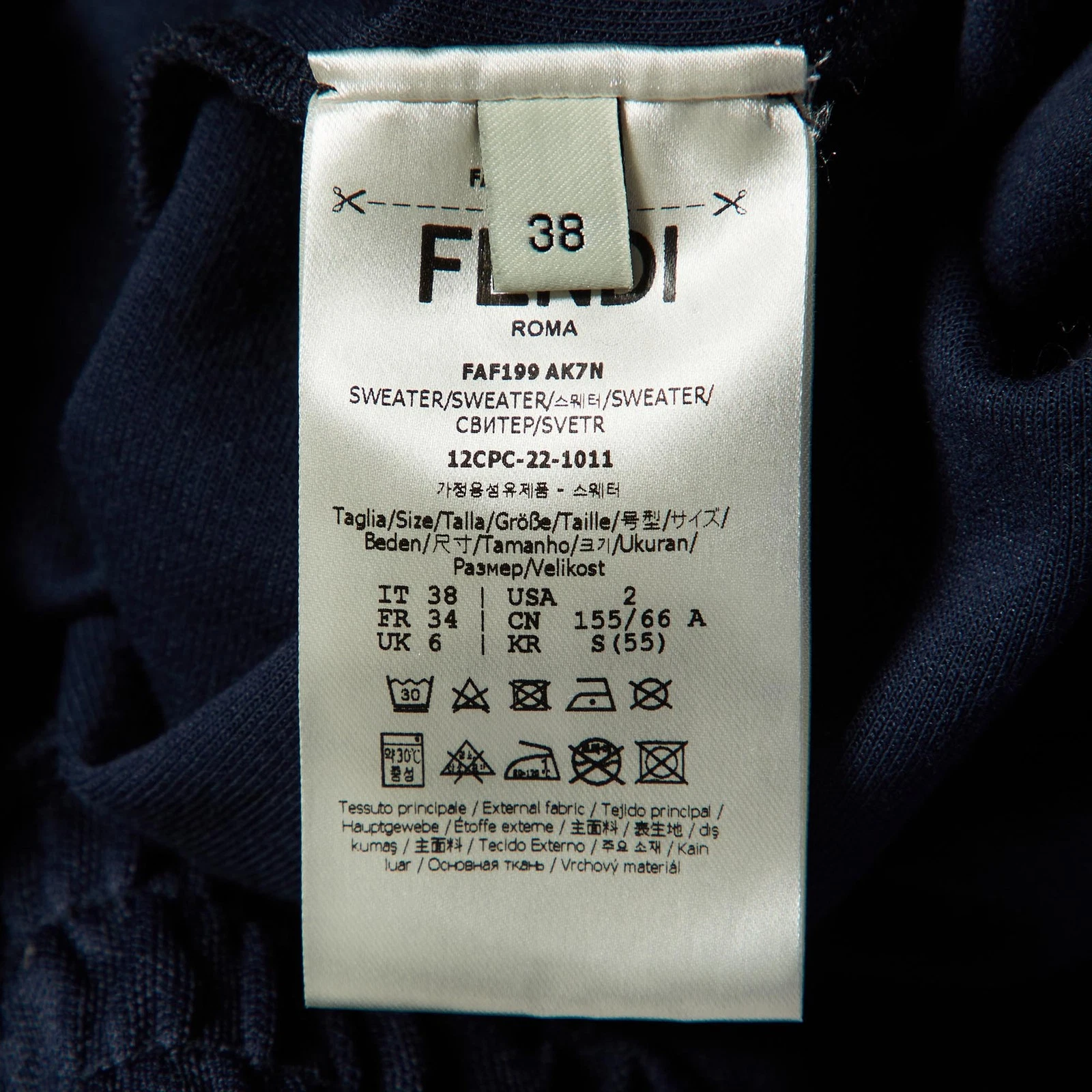 Fendi Set Felpa e Pantaloni Cropped Maglia Blu Navy S