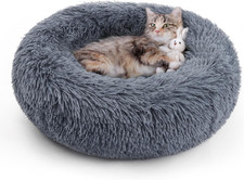 Cat Beds for Indoor Cats, 20 Inches Cat Bed Machine Washable, Fluffy round Pet B