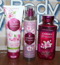 Juego de 3 piezas de loción BATH & BODY WORKS CHERRY BLOSSOM, vaporizador de fragancia y lavado corporal