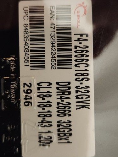 G.SKILL Ripjaws V Series 32GB DDR4 2666 Desktop Memory Model F4-2666C18S-32GVK - Picture 4 of 5