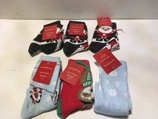 6 Pairs Wondershop Women's Crew Socks One Size Chrisstmas Yeti Sloth Santa Claus