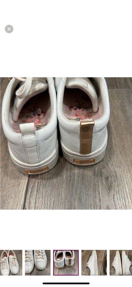 Tênis Ted Baker London Feminino Couro Dourado Branco Tamanho 10 - Imagem 4 de 4