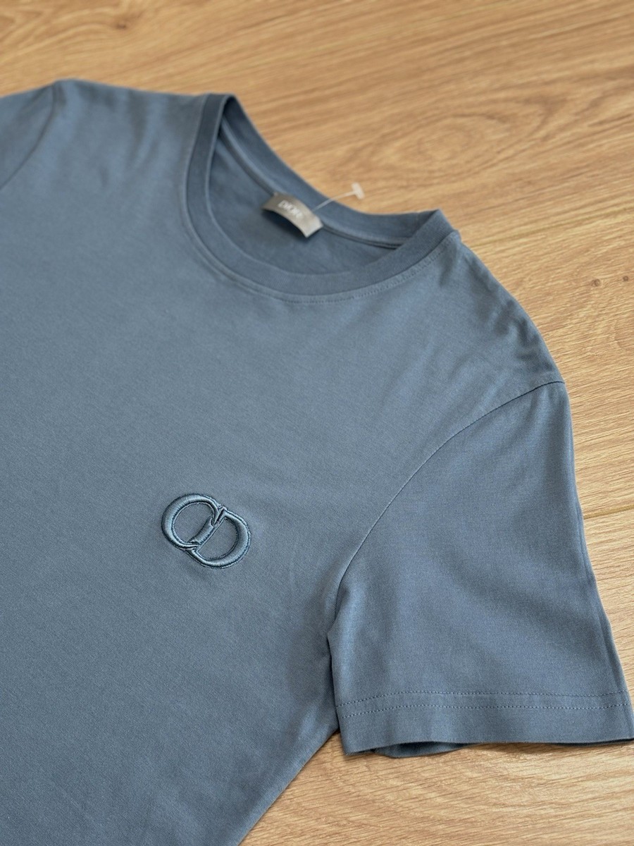 Christian Dior CD Icon Logo Embroidered Men's Blue T-shirt Size S
