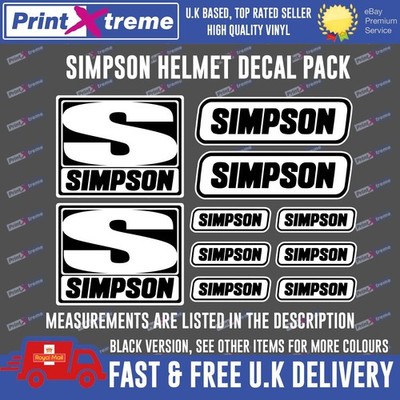 Simpson Helm Aufkleber Sticker Pack Moto GP Rennrad schwarz 10 Stück Set