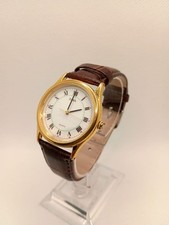SEIKO ALBA Watch White Roman Dial QZ Gold Case Unisex Vintage Timepiece