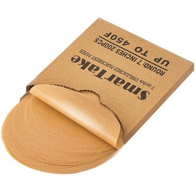 200 PCS Unbleached Parchment Paper Baking Sheet Round 7 Inch NonStick Precut