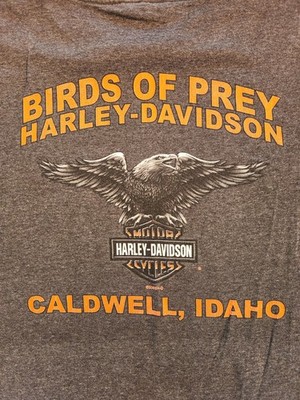 Vintage Harley-Davidson T-Shirt Birds of Prey Caldwell ID Men's L Gray Eagle2005