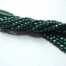 Firepolish 3mm 100 beads Czech Glass Saturated Metallic Martini Olive
