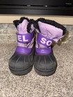 Sorel Little Girl Size 10 Purple Black Winter Snow Boot Fur Inside EUC — photo 2
