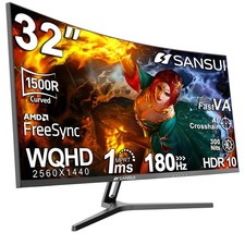 32-Inch Curved Gaming Monitor WQHD 2560 x 1440 180Hz Curved 1500R -Fast VA,1ms O