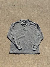 Vintage 90s Made In USA Lands End Men’s XL Gray Henley Thermal Waffle Knit Shirt