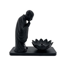 Incense Burner Holder Decorative Zen Monk Aromatherapy Decor Monk Black Decor