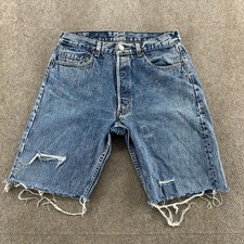 VTG Levi 501 Jean Shorts Mens 32 Blue Light Wash Button Fly Pants 90s