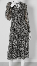 Tommy Hilfiger Women's Black Floral-Print Chiffon A-Line Dress Size 6