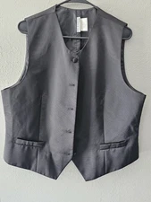 Doc & Amelia MENS SIZE L Black Polyester Button Vest With Pockets 