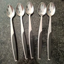 5 Mar-Crest Ebony Elegance Atomic Starburst MCM Japan Stainless Iced Tea  Spoons