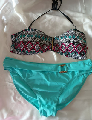 Grabal Alok/Matalan Multi Padded Patterned Halterneck Hipster Bikini Set UK 20