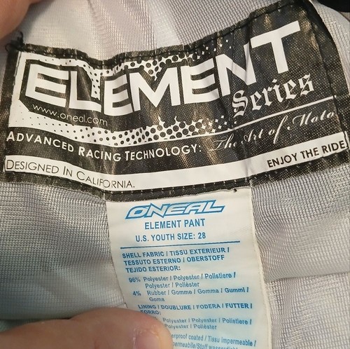 O'Neal Element Series Graphic Print Motorcross Pants Boys Size 28 - Picture 7 of 7