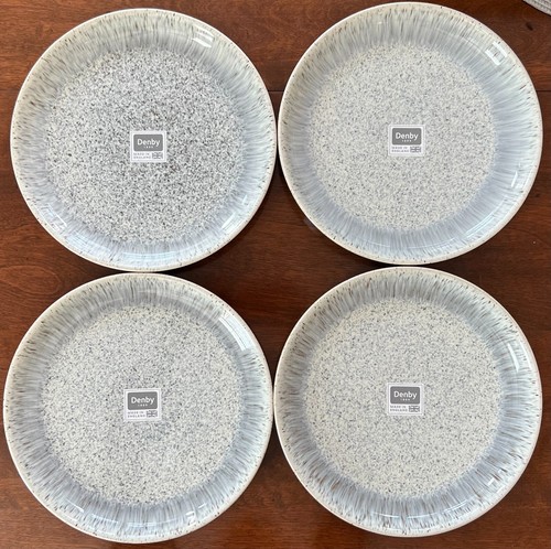 4 Denby Halo Speckle Coupe 10.25" Ceramic Dinner Plates Made in England NWT! - Picture 1 of 4