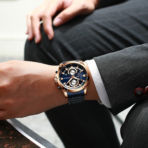 CURREN Luxury Men's Stainless Steel Quartz Watch Sport Chronograph Wrist Watches - Picture 4 of 11