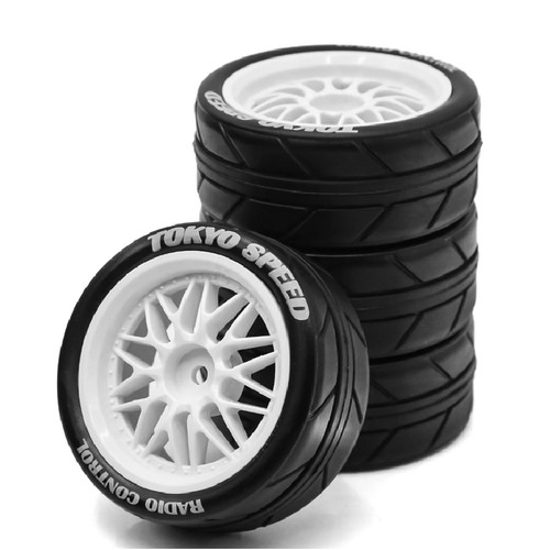 RC 1/10 Rubber Tire Wheel Tyre 12mm Hex for Tamiya TT01 TT01E TT02 TT02B TA06 - Picture 9 of 14