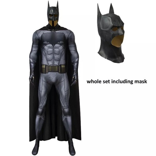 Justice League Batman Cosplay Costume Printing Bodysuit Cape Mask Halloween - Picture 20 of 23