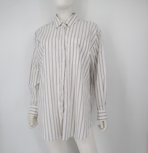 Banana Republic Hemd Damen Gr. M weiß grau gestreift Herren Style Knopfleiste