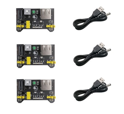 Excelity 3pcs 3.3v/5v Power Supply Module For Mb102 Breadboard Kit With Usb To 5
