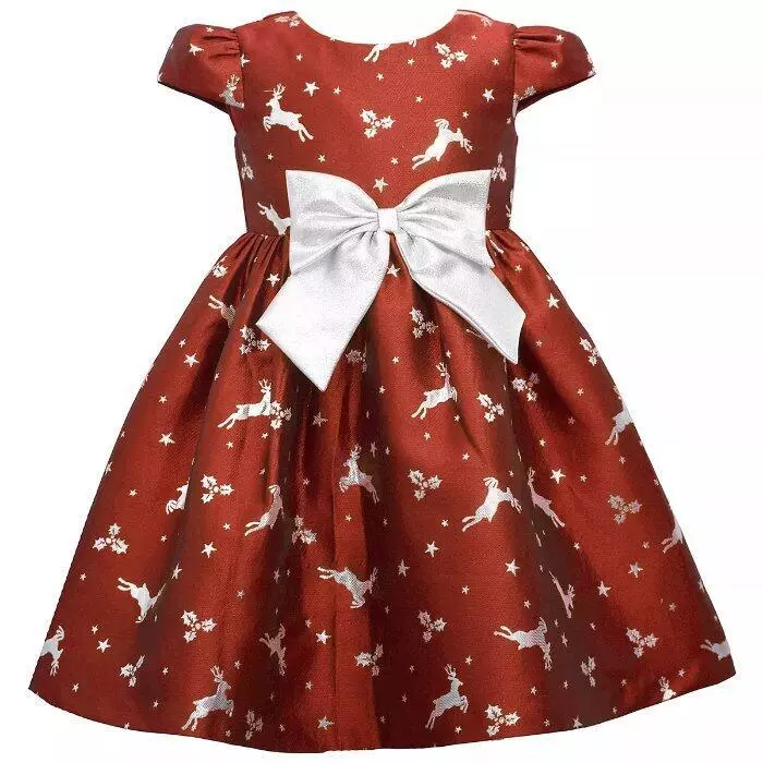 BONNIE JEAN Little Girl s 4 Dark Red Reindeer Jacquard Christmas Dress NWT